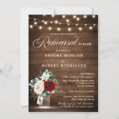 Rustic Wood String Lights Floral Rehearsal Dinner Kaart (Voorkant)