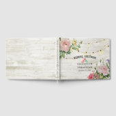Rustic Wood String Lights Floral Wedding Guestbook Gastenboek (Volledig)