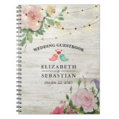 Rustic Wood String Lights Floral Wedding Guestbook Notitieboek (Voorkant)