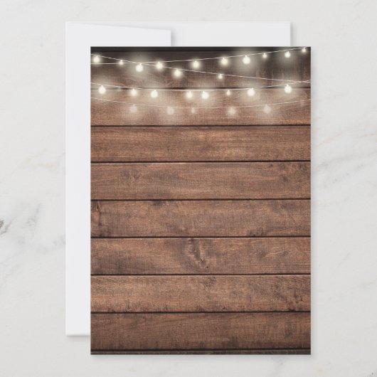 Rustic Wood String Lights Floral Wedding Save The Date (Achterkant)