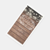 Rustic Wood String Lights Floral Wedding Servet (Hoek)