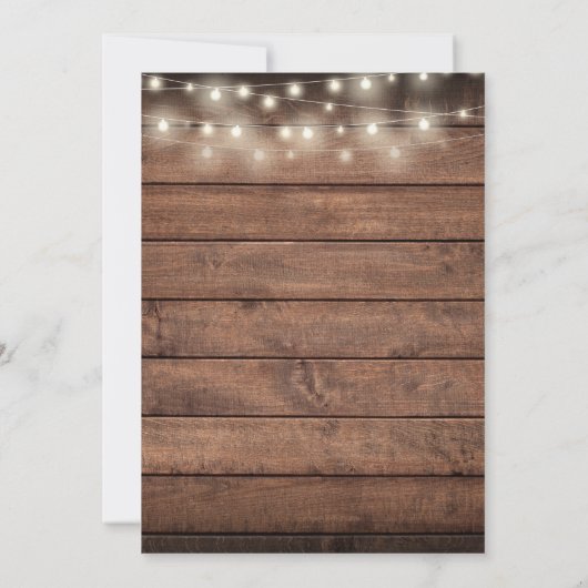 Rustic Wood String Lights Foliage Baptisme Kaart (Achterkant)