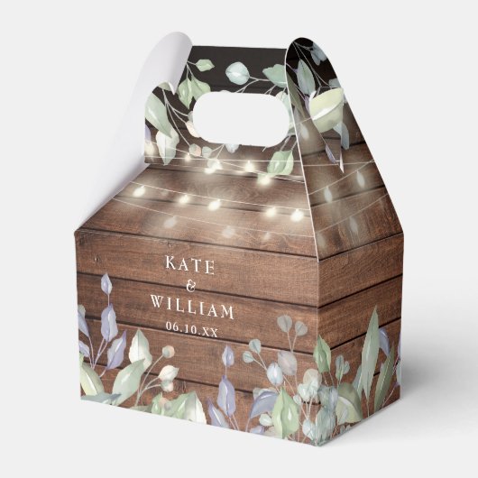 Rustic Wood String Lights Foliage Wedding Bedankdoosjes (Voorkant Zijde)