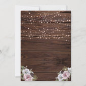 Rustic Wood String Lights Foto Floral Wedding Kaart (Achterkant)
