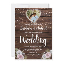 Rustic Wood String Lights Foto Floral Wedding