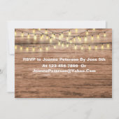 Rustic Wood & String Lights Foto Graduparty Kaart (Achterkant)