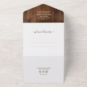 Rustic Wood String Lights Foto QR Code Weddenschap All In One Uitnodiging (Buitenkant)