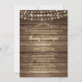 Rustic Wood & String Lights Graduation Party Kaart (Voorkant)