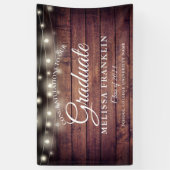 Rustic Wood String Lights Graduation Party Spandoek (Verticaal)
