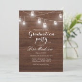 Rustic Wood String Lights Graduparty-kaart Kaart (Staand voorkant)