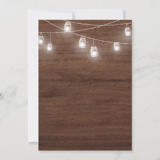 Rustic Wood String Lights Graduparty-kaart Kaart (Achterkant)