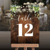 Rustic Wood String Lights Greenery Tafelnummer