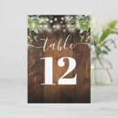 Rustic Wood String Lights Greenery Tafelnummer (Staand voorkant)