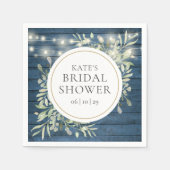 Rustic Wood String Lights Greenery Vrijgezellenfee Servet (Voorkant)