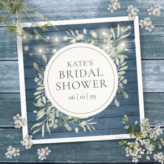 Rustic Wood String Lights Greenery Vrijgezellenfee Servet