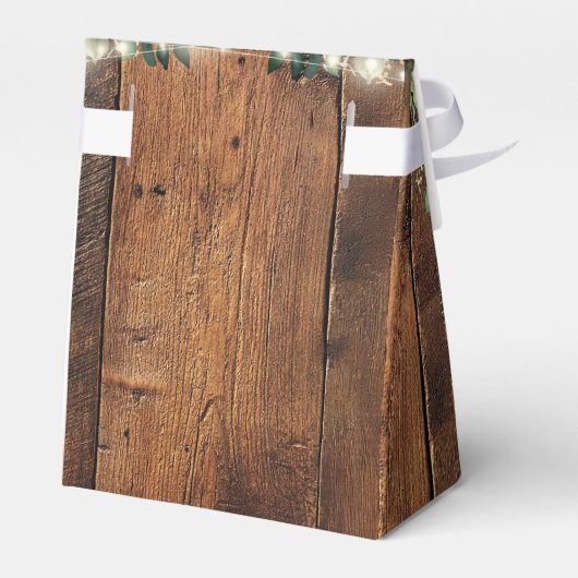 Rustic Wood String Lights Greenery Wedding Bedankdoosjes (Achterkant)