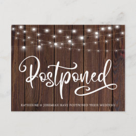 Rustic Wood String Lights Huwelijk Uitstel Briefkaart
