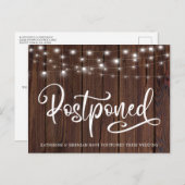 Rustic Wood String Lights Huwelijk Uitstel Briefkaart (Voorkant / Achterkant)