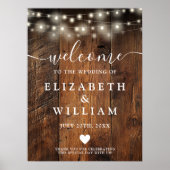 Rustic Wood String Lights Huwelijk Welkom Teken Poster (Voorkant)