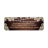 Rustic Wood String Lights Ivory Lace Wedding Etiket (Voorkant)