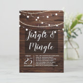 Rustic Wood String Lights Jingle Mingle Kaart (Staand voorkant)
