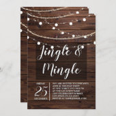 Rustic Wood String Lights Jingle Mingle Kaart (Voorkant / Achterkant)