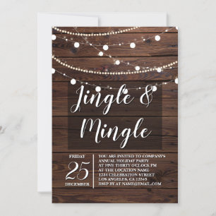 Rustic Wood String Lights Jingle Mingle Kaart