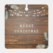 Rustic Wood String Lights Kerstmis Metalen Ornament (Achterkant)