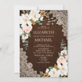 Rustic Wood String Lights Lace Floral Boerderij We Kaart (Voorkant)