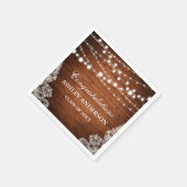 Rustic Wood String Lights Lace Graduparty Servetten (Hoek)