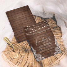 Rustic Wood String Lights & Lace Script Wedding