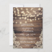 Rustic Wood & String Lights | Lace-Vrijgezellenfee Kaart (Voorkant)