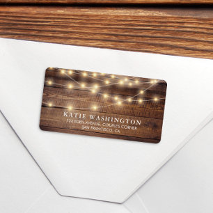 Rustic Wood & String Lights Lace Wedding Etiket