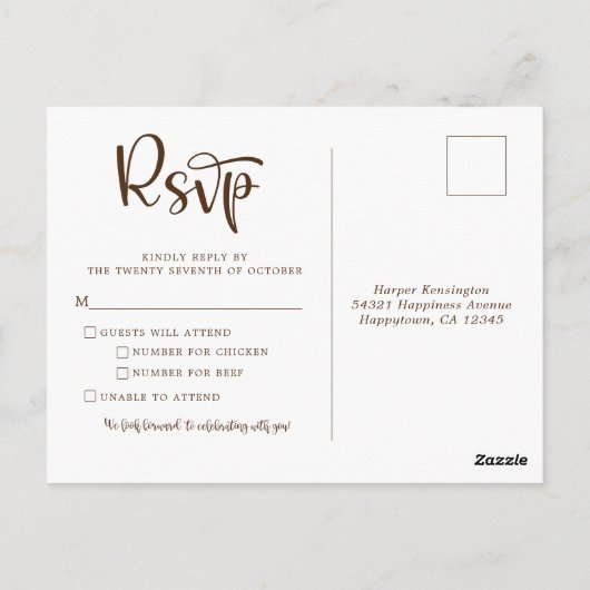 Rustic Wood String Lights Lace Wedding RSVP Briefkaart (Achterkant)