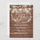 Rustic Wood String Lights Land Floral Save The Date (Voorkant)