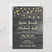 Rustic Wood String Lights  Lantaarns Weddenschap Kaart (Voorkant)