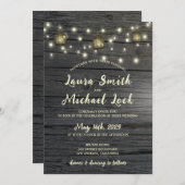 Rustic Wood String Lights  Lantaarns Weddenschap Kaart (Voorkant / Achterkant)