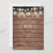 Rustic Wood String Lights Laurel Garland Wedding Kaart (Achterkant)