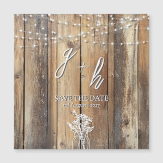 Rustic Wood String Lights Mason Jar Save the Dates