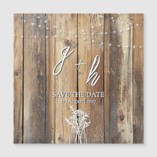 Rustic Wood String Lights Mason Jar Save the Dates