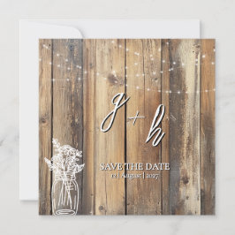 Rustic Wood String Lights Mason Jar Save the Dates