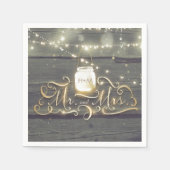 Rustic Wood String Lights Mason Jar Wedding Servetten (Voorkant)