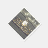 Rustic Wood String Lights Mason Jar Wedding Servetten (Hoek)