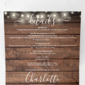 Rustic Wood String Lights Mason Jars Photo Wedding Drieluik Uitnodiging (Binnenzijde eerst)