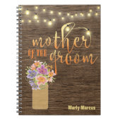 Rustic Wood String Lights Moeder Groom Notitieboek (Voorkant)
