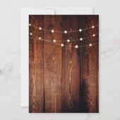 Rustic wood string lights monogram country Wedding Kaart (Achterkant)