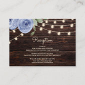 Rustic Wood String Lights Periwinkle Blue Floral Informatiekaartje (Voorkant)