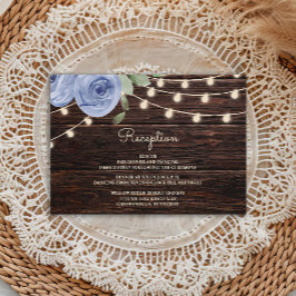 Rustic Wood String Lights Periwinkle Blue Floral Informatiekaartje