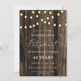 Rustic Wood String Lights Retirement Kaart