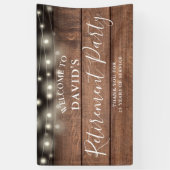 Rustic Wood String Lights Retirement Party Spandoek (Verticaal)
